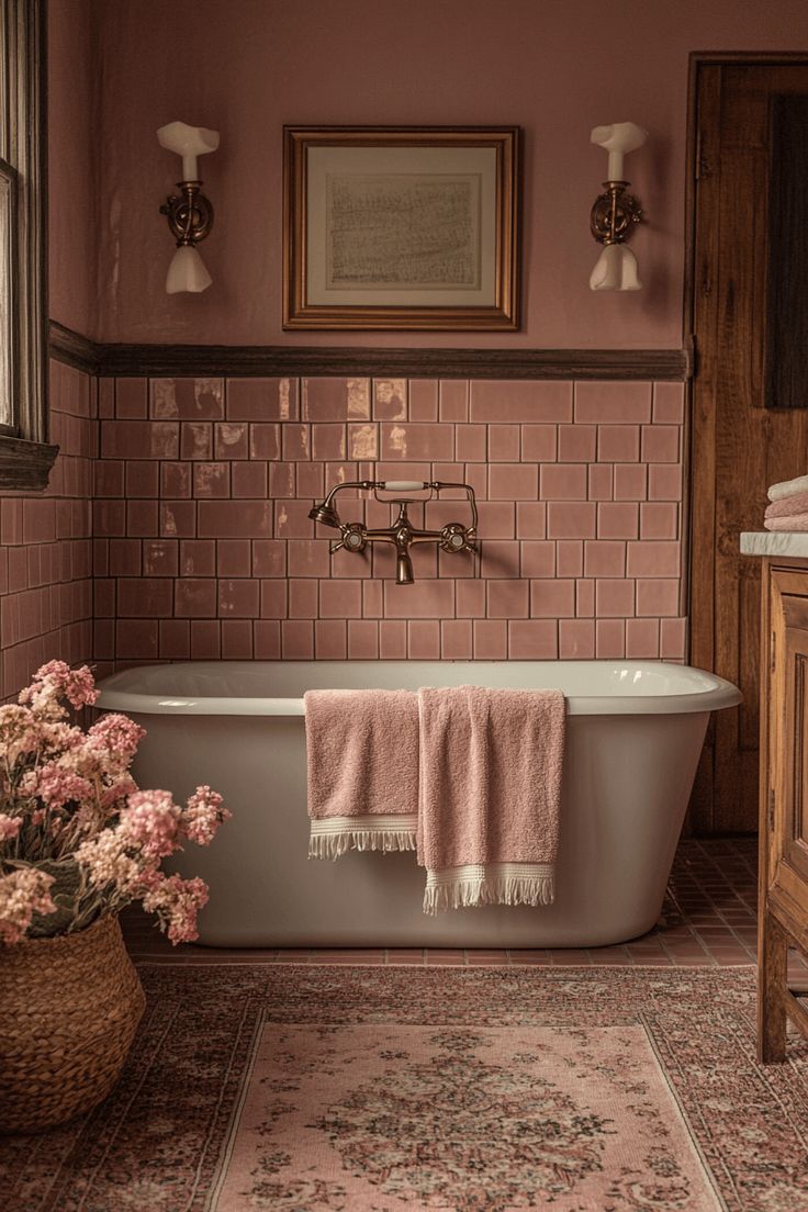 Le rose dans la salle de bain